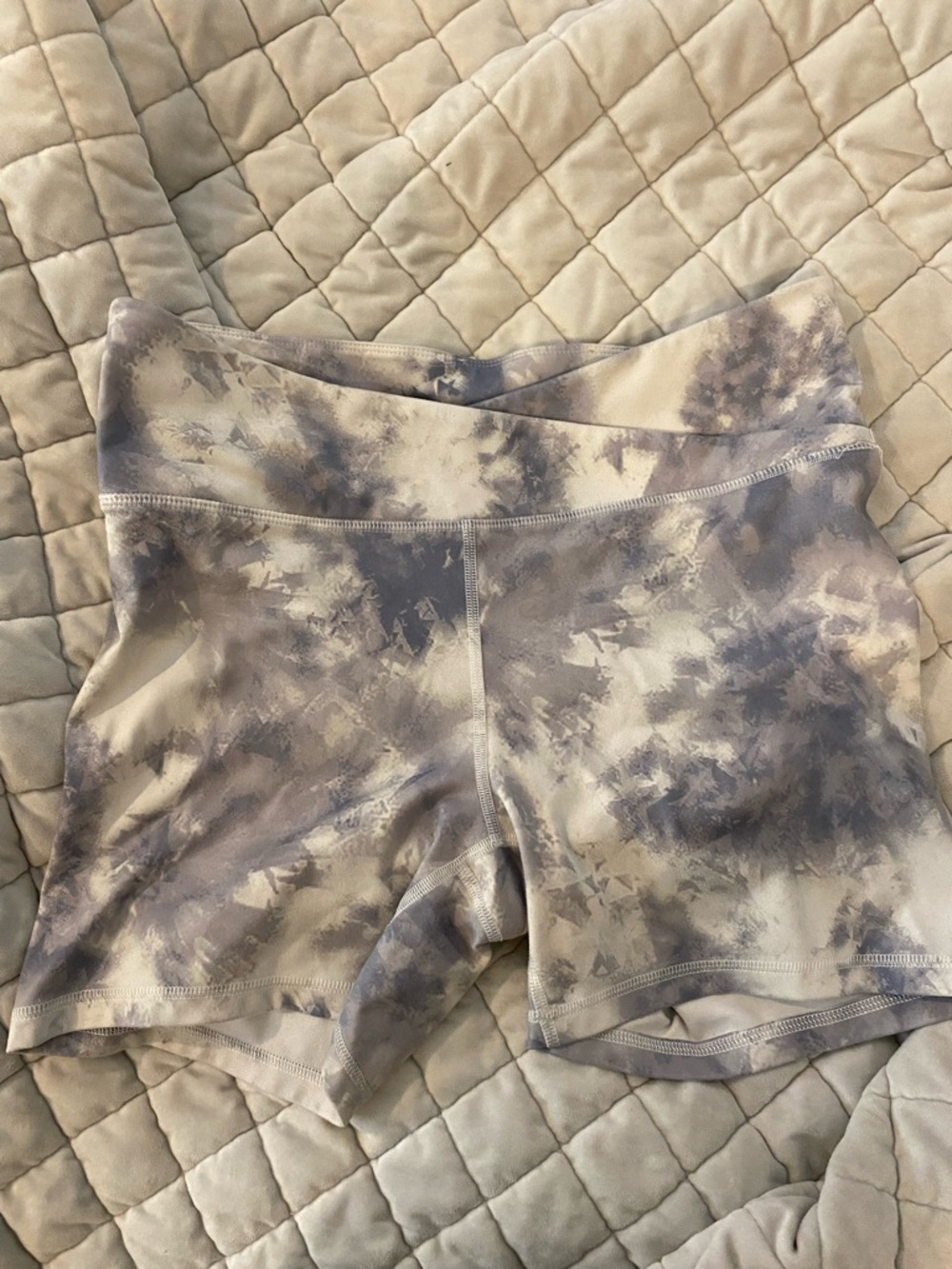 Avia Tie-Dye Women's Bike Shorts in Taupe and Gray